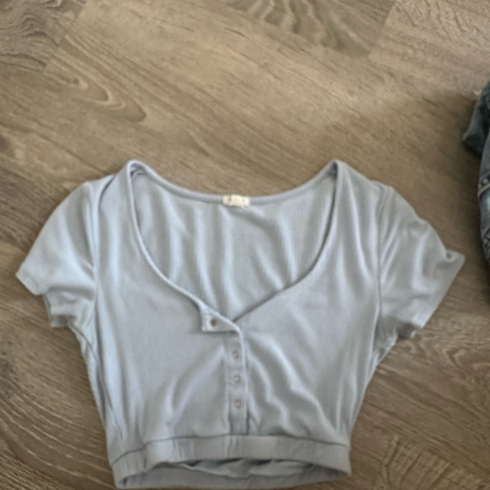 Garage blue button up crop top size small/xs